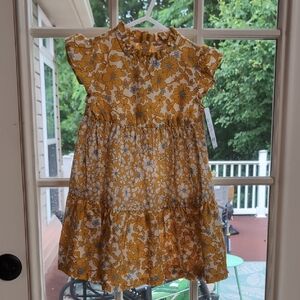Carter's Yellow Smocked Flutter Sleeve Linen Sundress